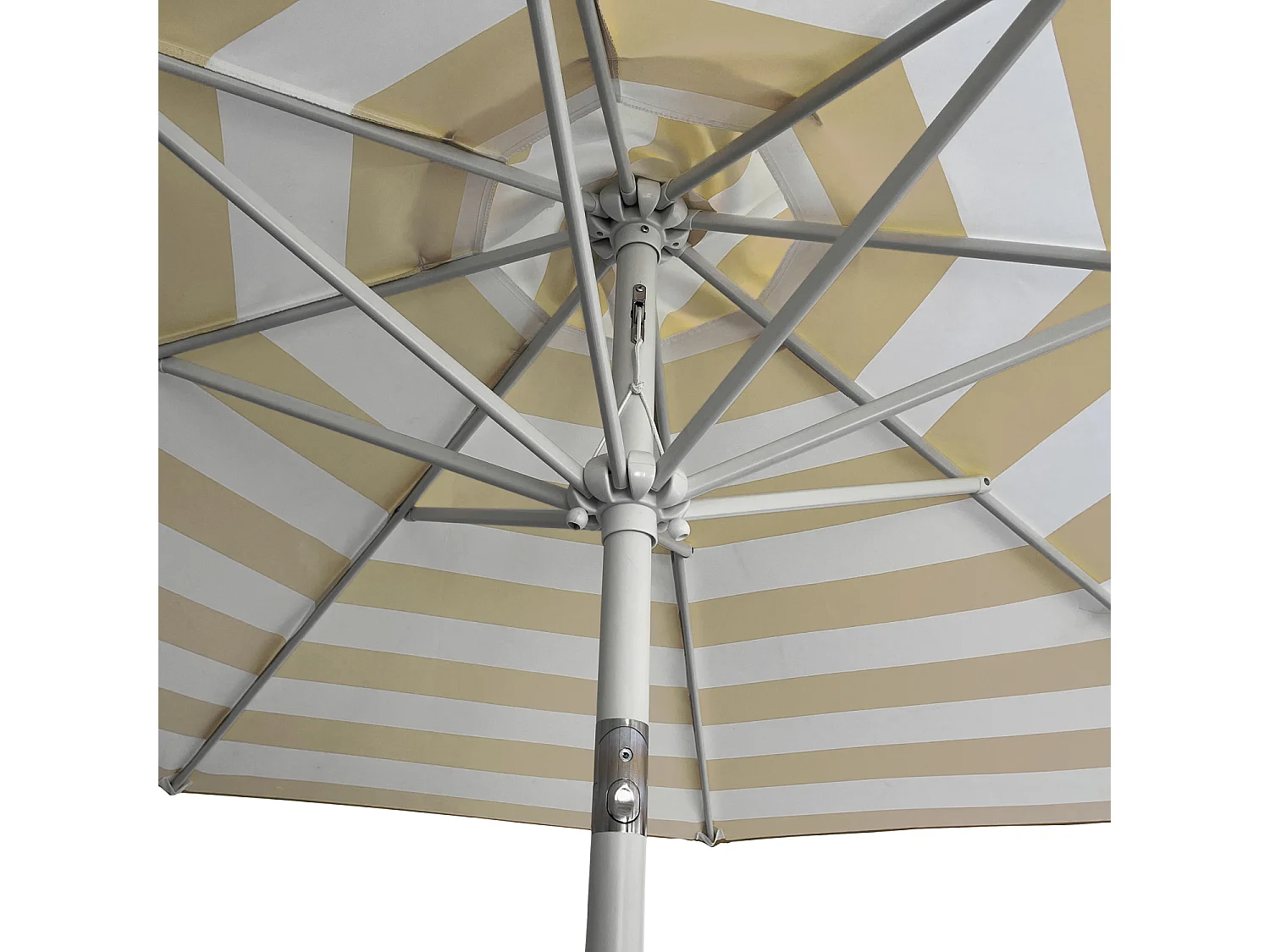 Parasol droit BANDOL rond 2,70m de diamètre à rayures jaunes