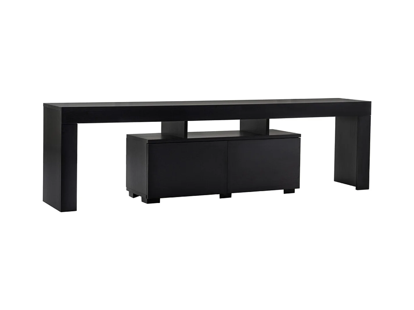 Meuble TV avec placards bois noir 180cm BASI