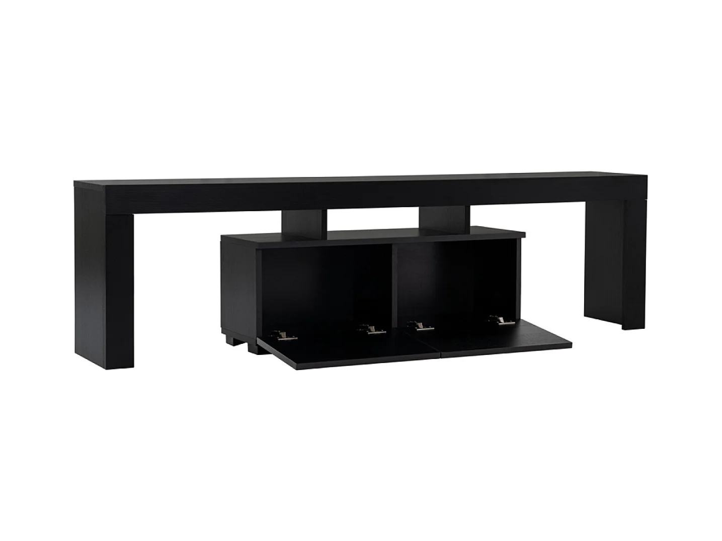 Meuble TV avec placards bois noir 180cm BASI