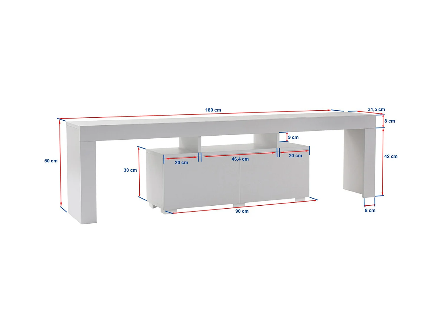 Meuble TV avec placards bois noir 180cm BASI