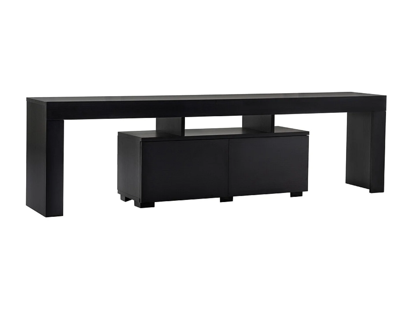 Meuble TV avec placards bois noir 180cm BASI