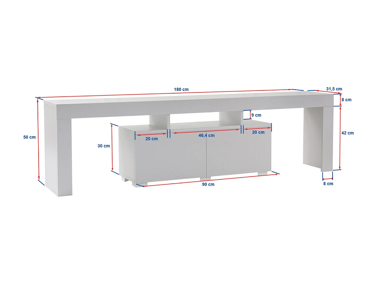 Meuble TV avec placards bois noir 180cm BASI