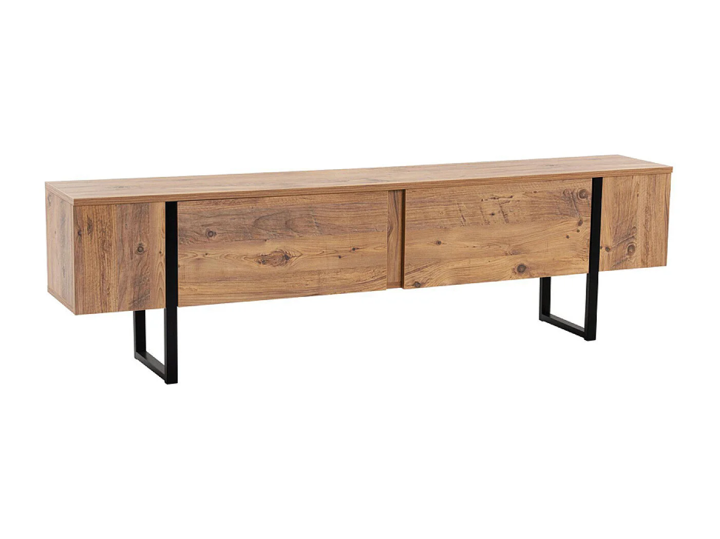 Meuble tv industriel avec placards bois et noir 180cm MOOV