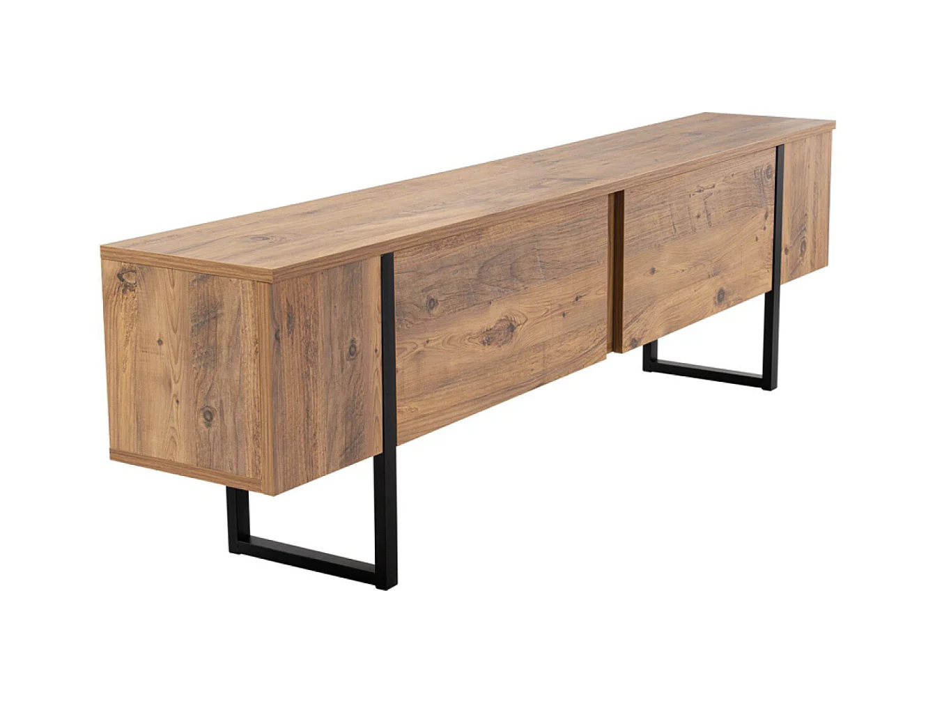 Meuble tv industriel avec placards bois et noir 180cm MOOV