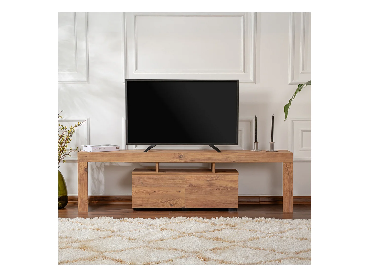 Meuble TV avec placards en bois 180cm JUXE