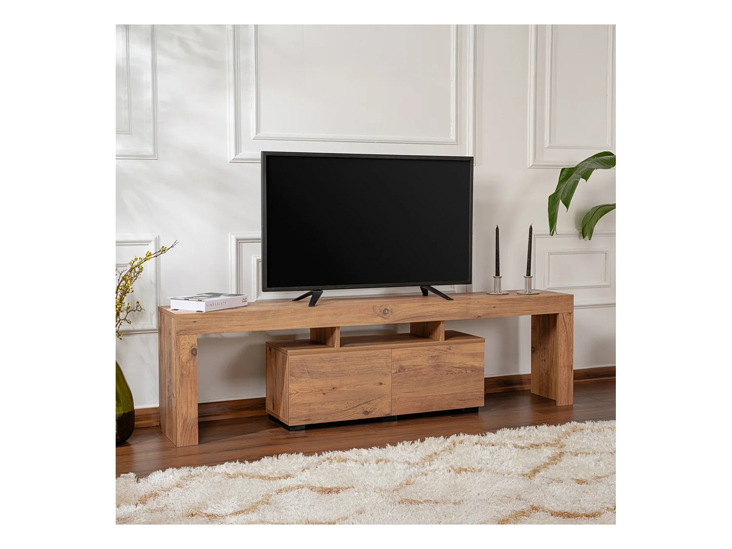 Meuble TV avec placards en bois 180cm JUXE