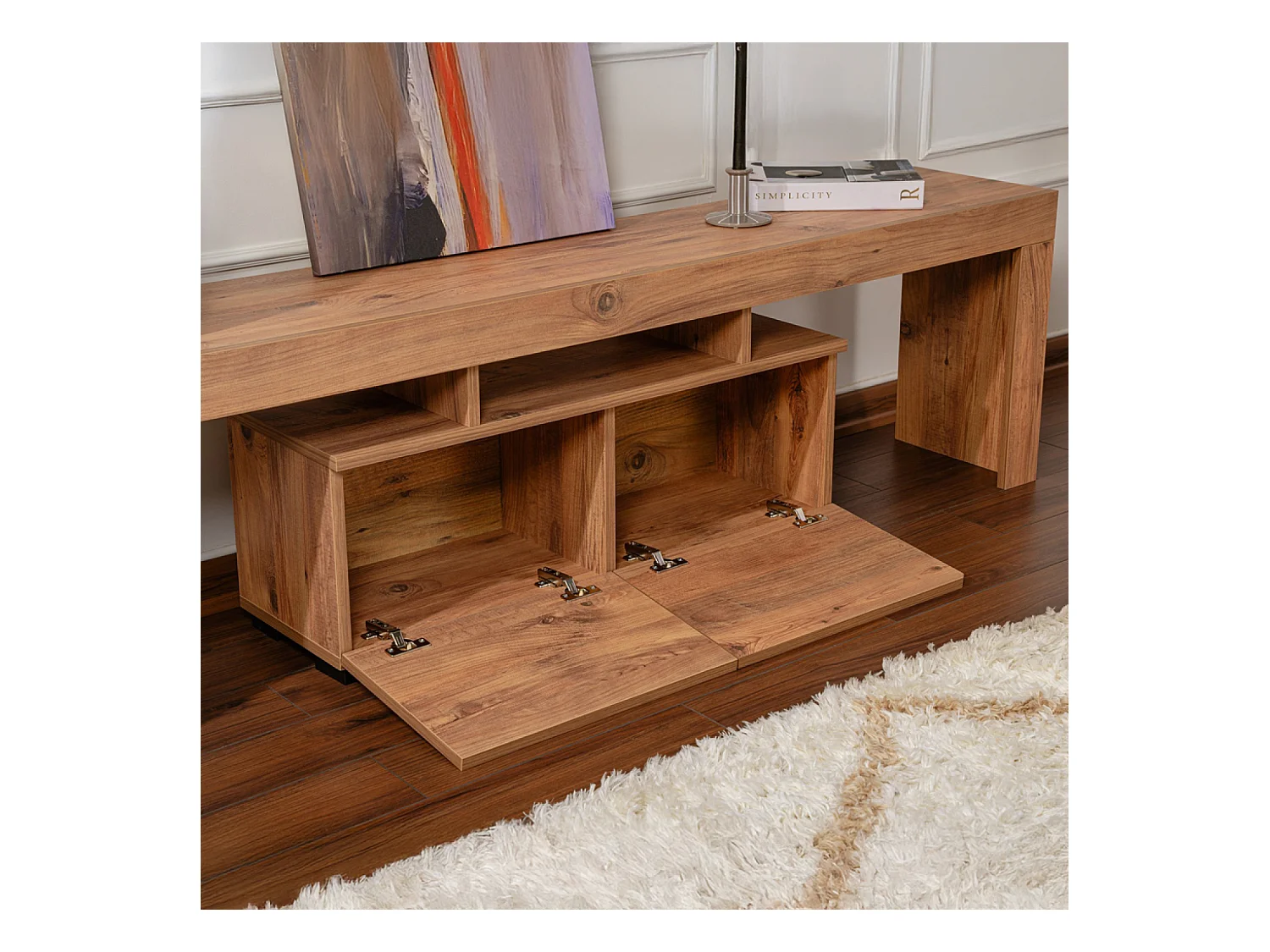 Meuble TV avec placards en bois 180cm JUXE