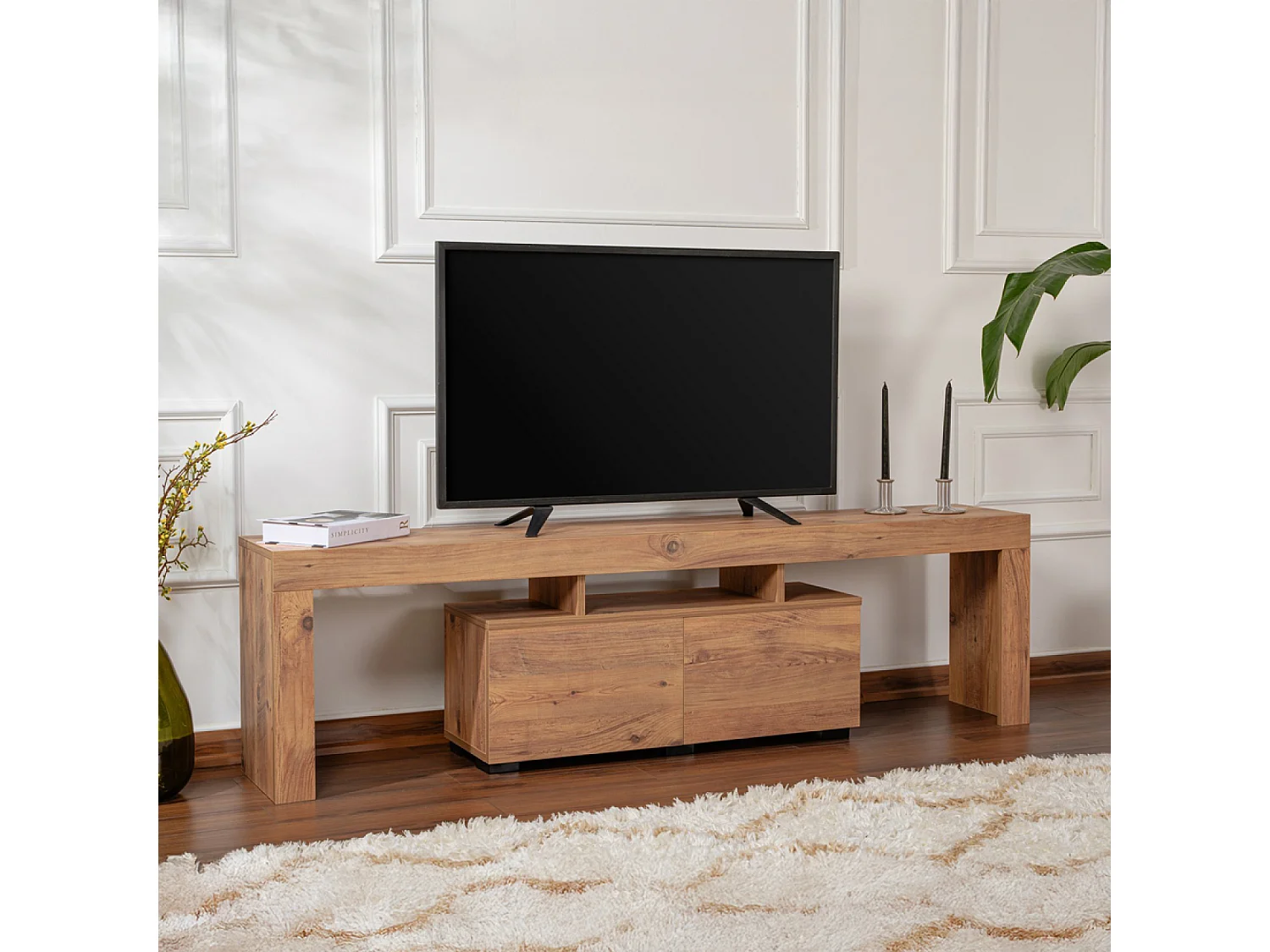 Meuble TV avec placards en bois 180cm JUXE