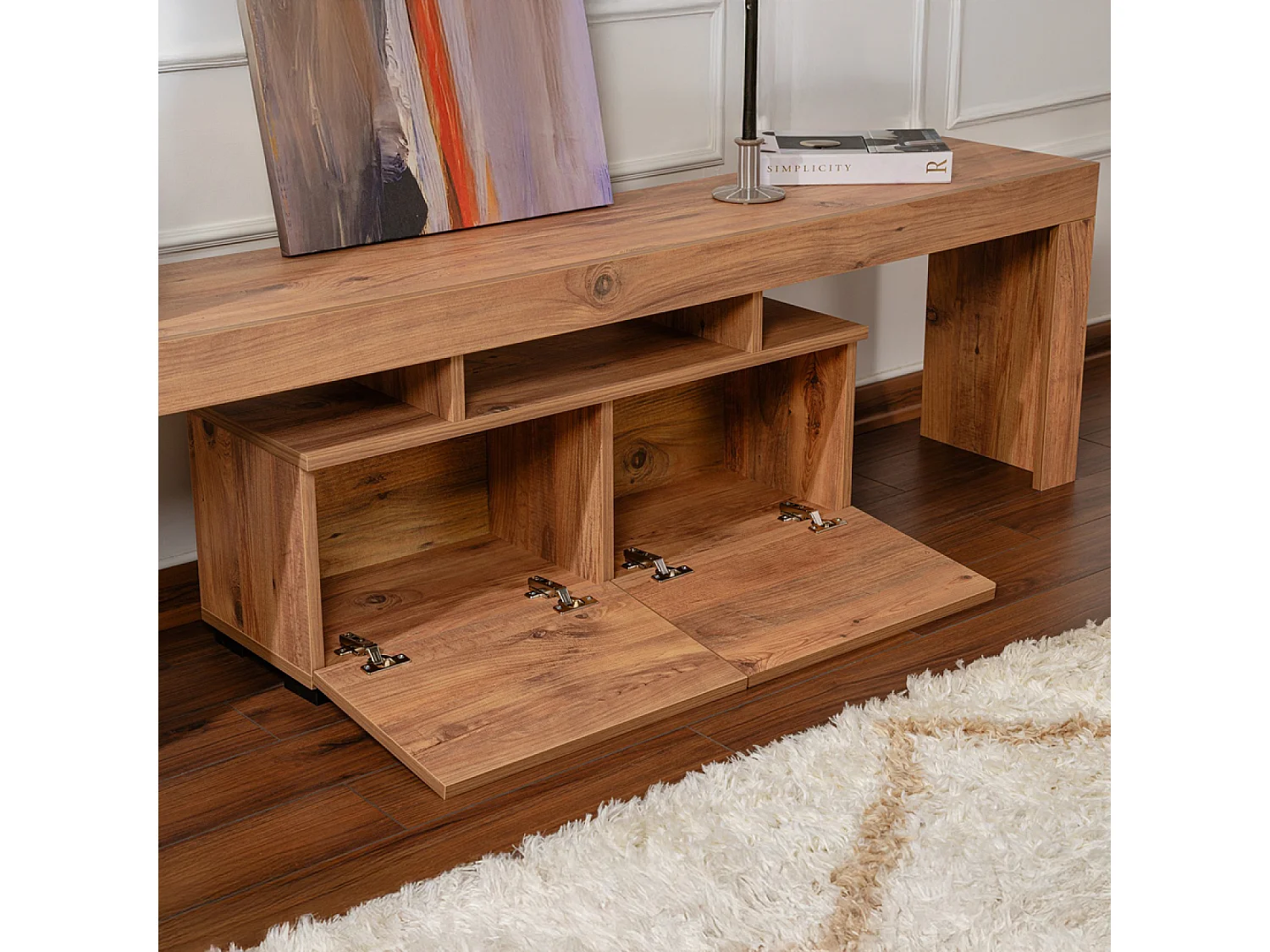 Meuble TV avec placards en bois 180cm JUXE