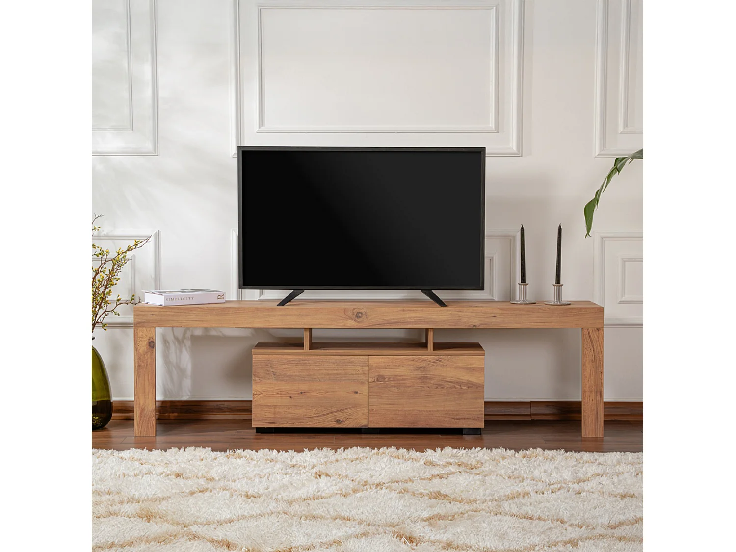 Meuble TV avec placards en bois 180cm JUXE