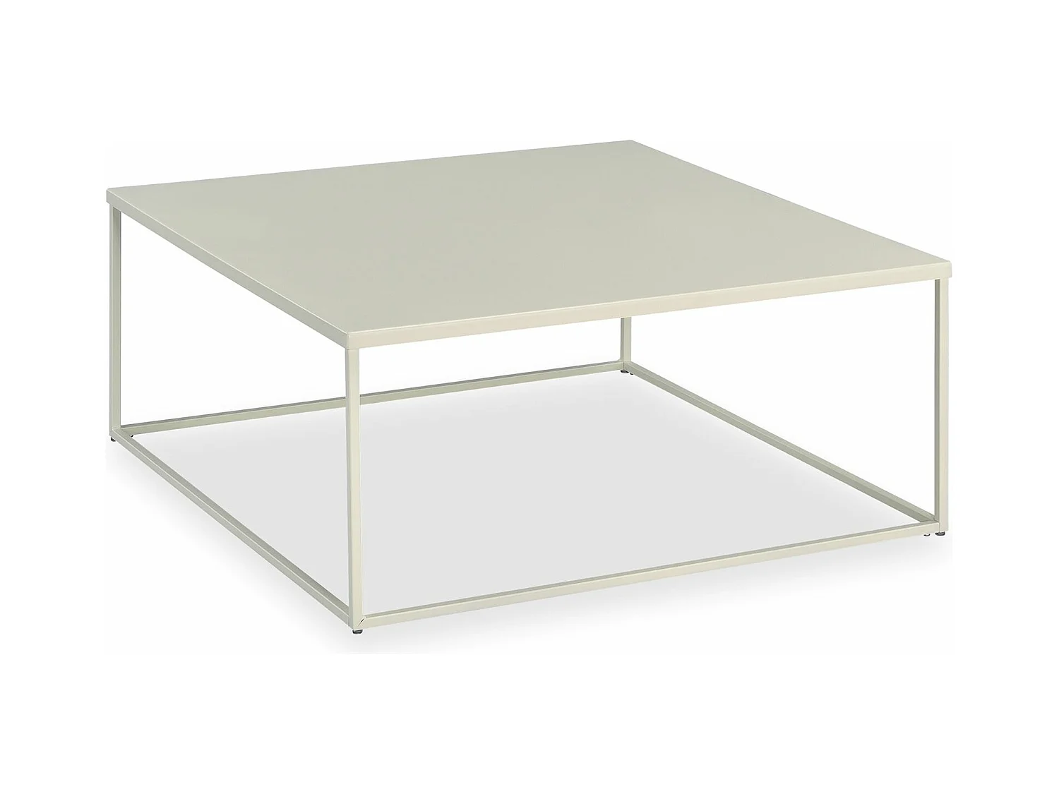 Table basse HILAR grande table de salon couleur beige design retro vintage industriel, plateau carré de 80 x 80 cm