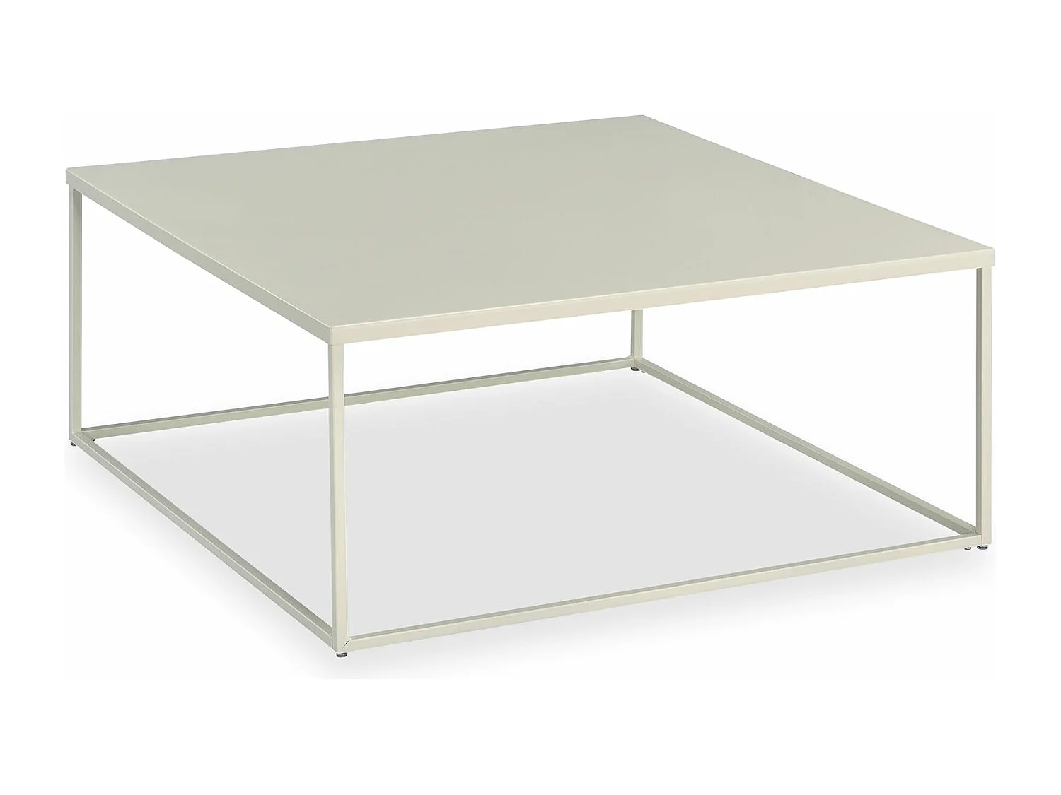 Table basse HILAR grande table de salon couleur beige design retro vintage industriel, plateau carré de 80 x 80 cm
