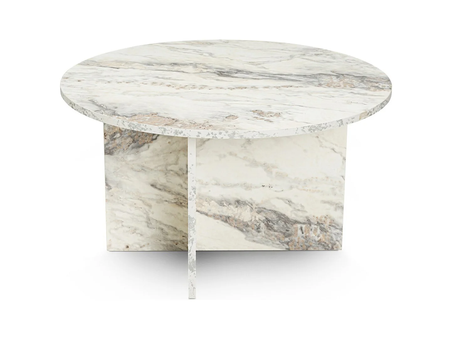 Runder Couchtisch mit Marmoreffekt freesia 80x80cm VINU