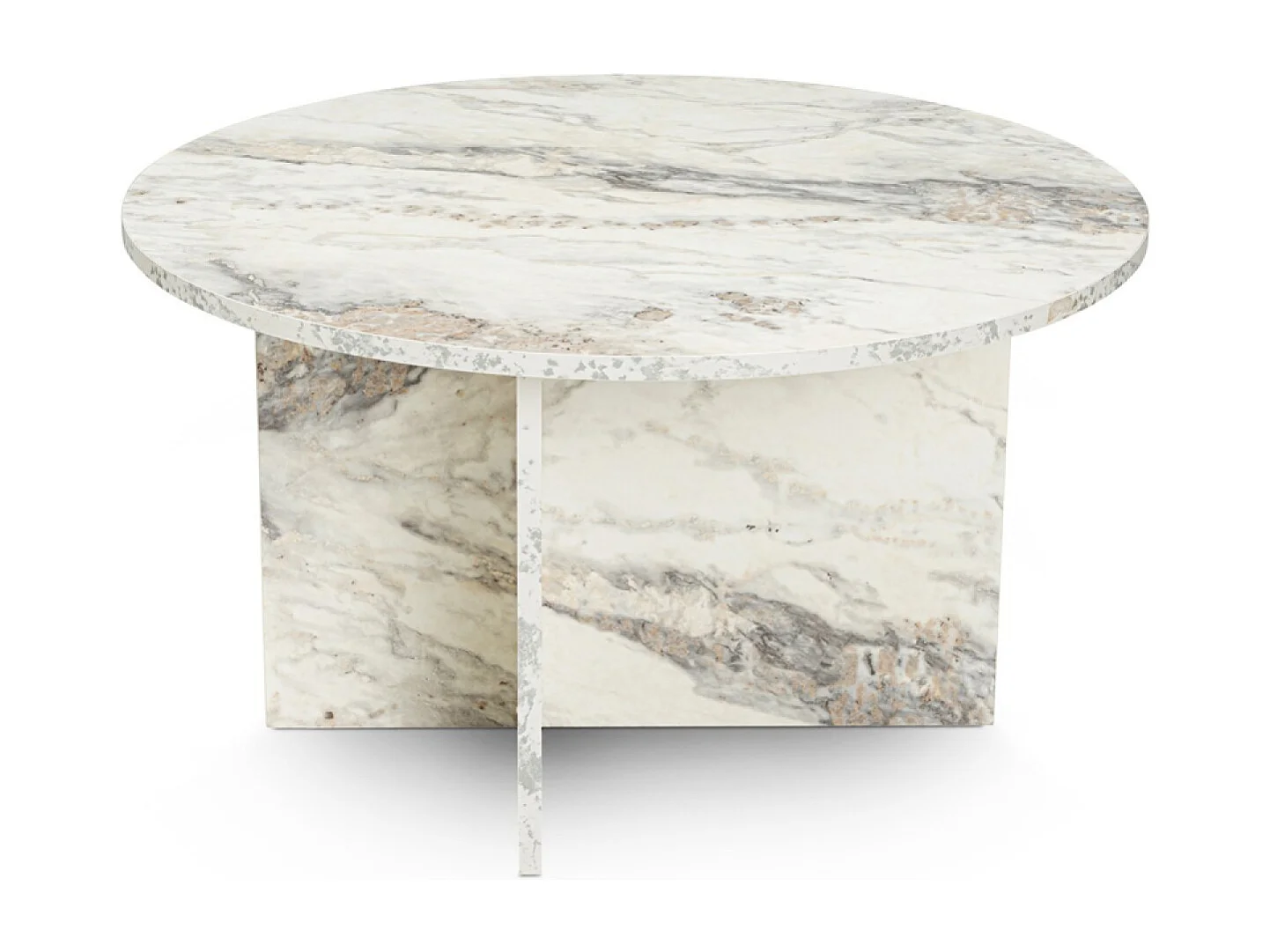 Table basse ronde effet marbre freesia 80x80cm VINU