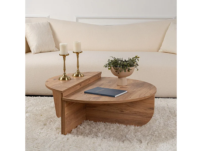 Table basse ronde podium pin atlantique 90cm POUL