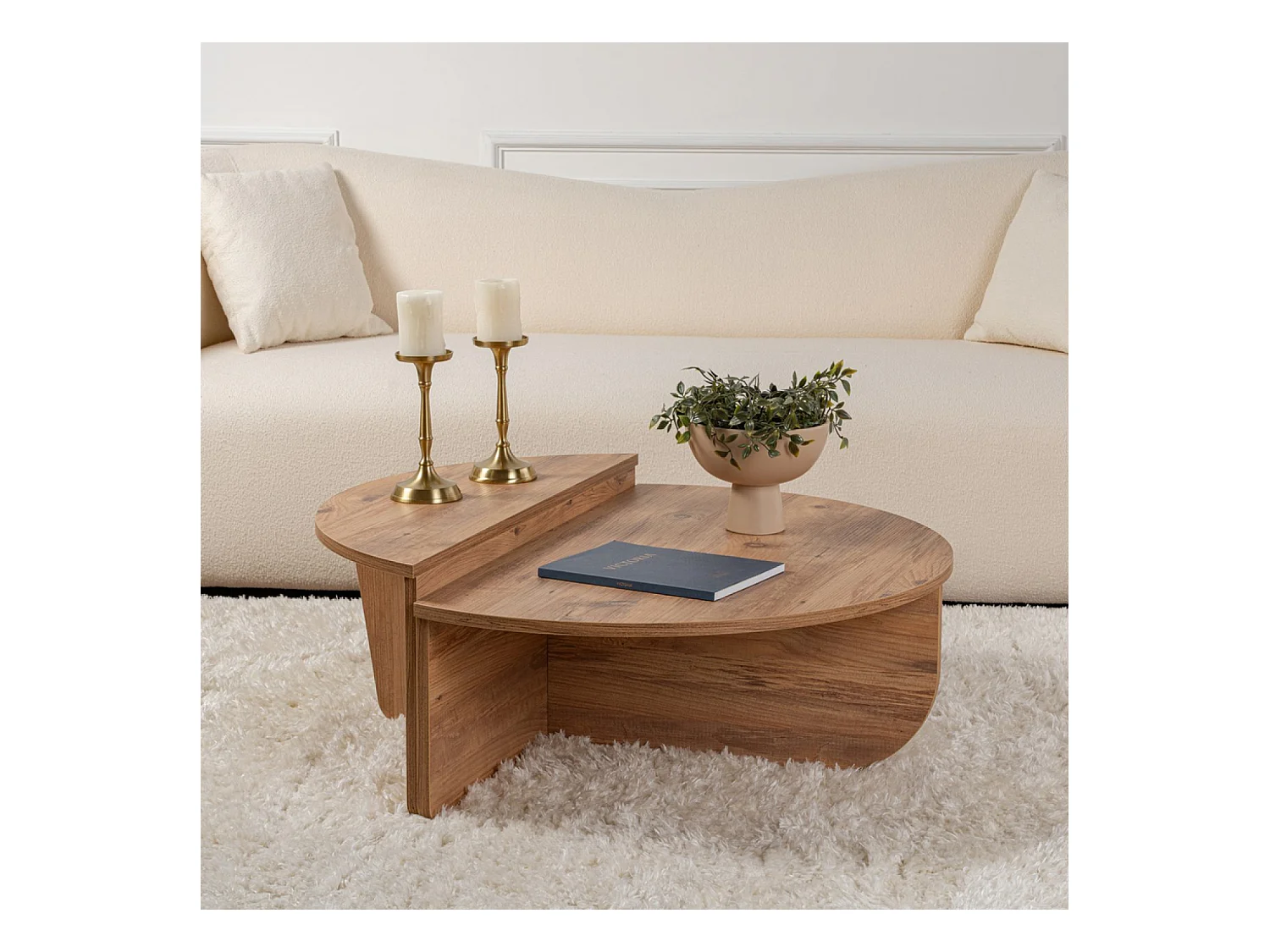 Table basse ronde podium pin atlantique 90cm POUL