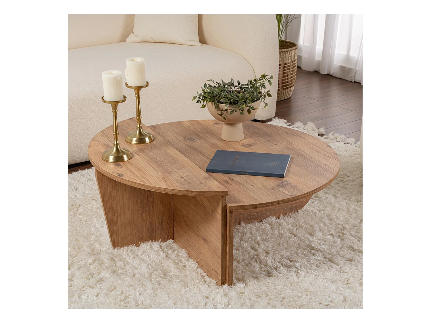Table basse ronde podium pin atlantique 90cm POUL