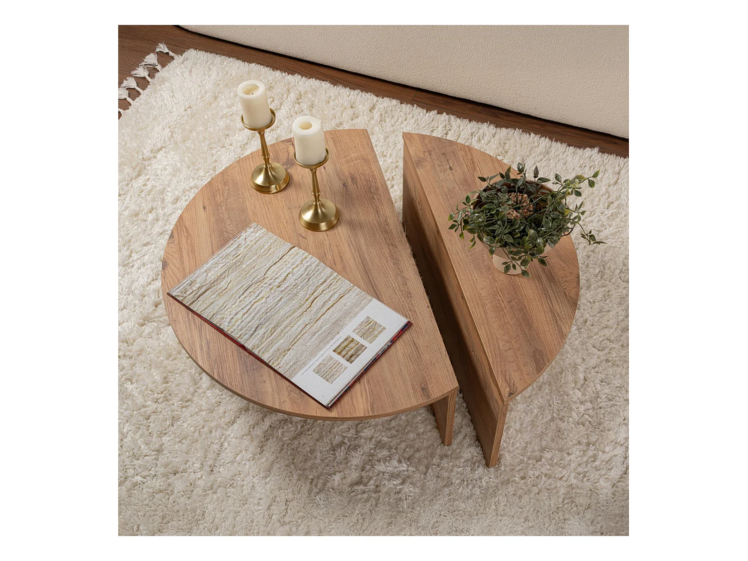 Table basse ronde podium pin atlantique 90cm POUL