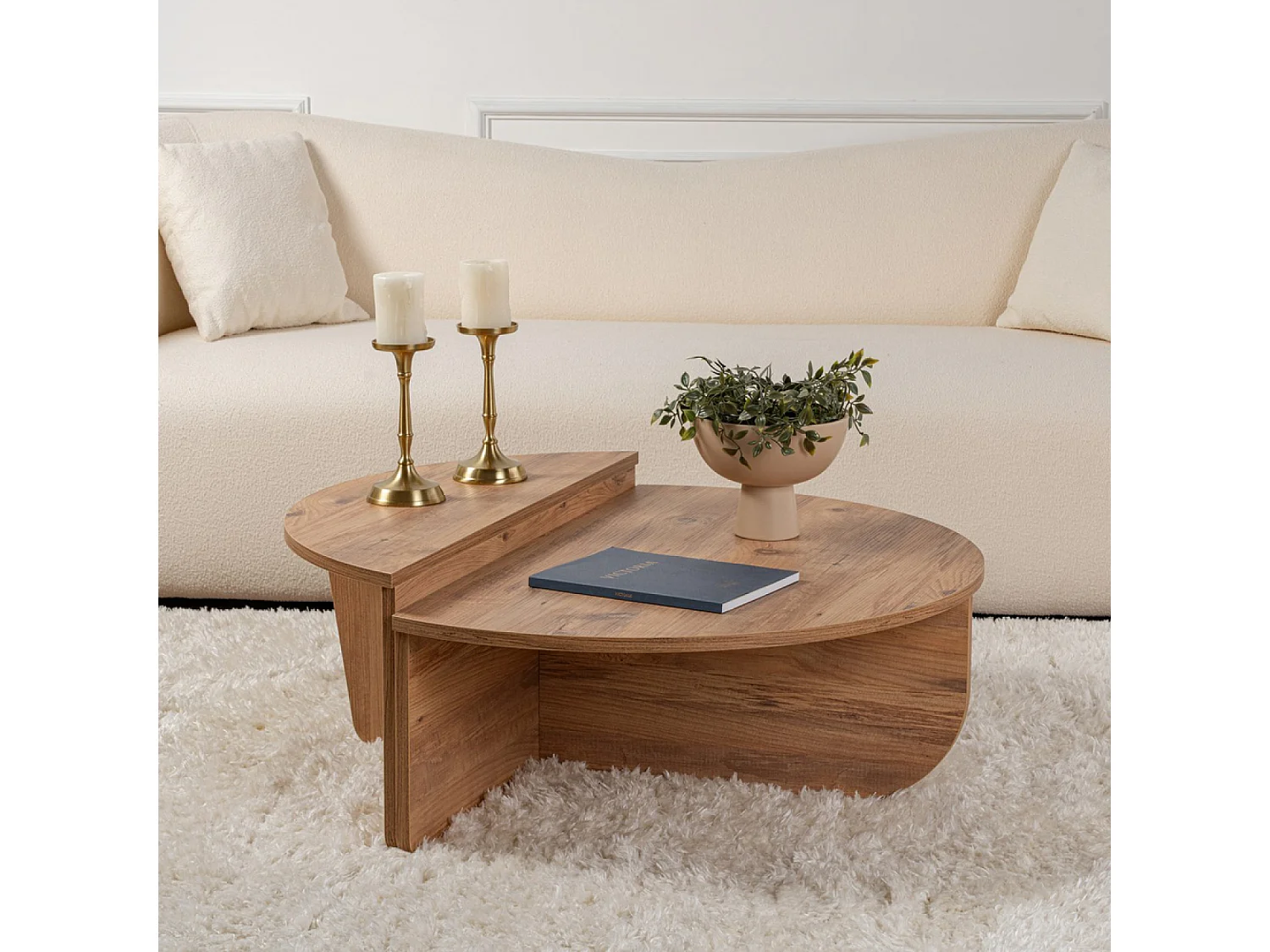 Tavolino da salotto rotondo in pino atlantico 90cm POUL