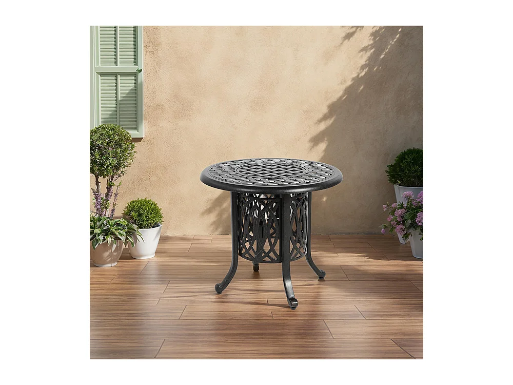 Table d'appoint extérieur en aluminium avec seau à glace table d'appoint de patio table d'extrémité en aluminium avec patins réglables Bronze