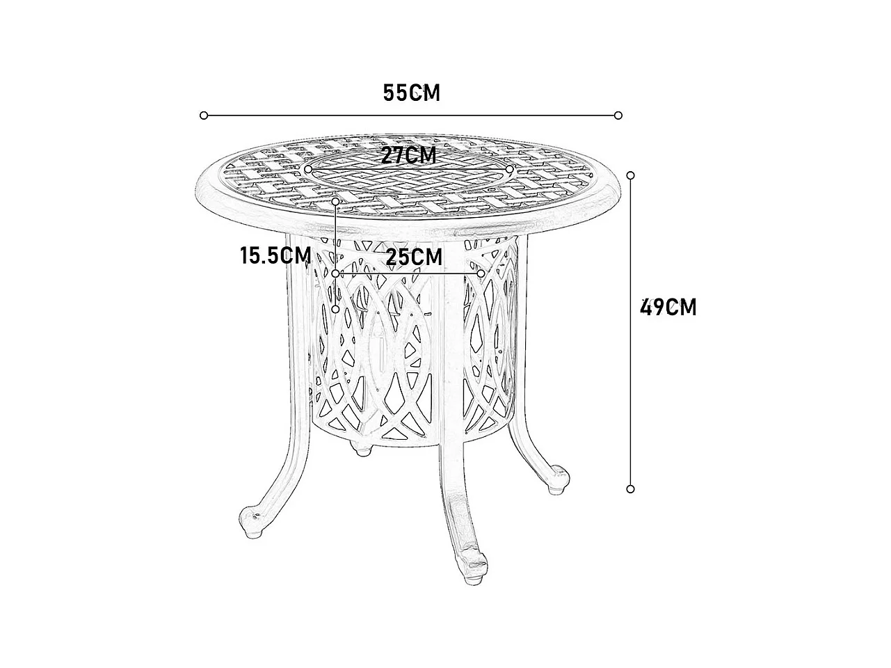 Table d'appoint extérieur en aluminium avec seau à glace table d'appoint de patio table d'extrémité en aluminium avec patins réglables Bronze