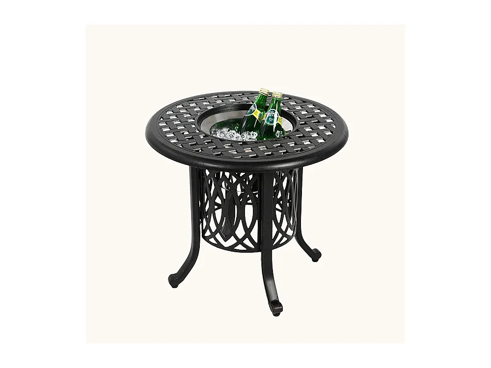 Table d'appoint extérieur en aluminium avec seau à glace table d'appoint de patio table d'extrémité en aluminium avec patins réglables Bronze