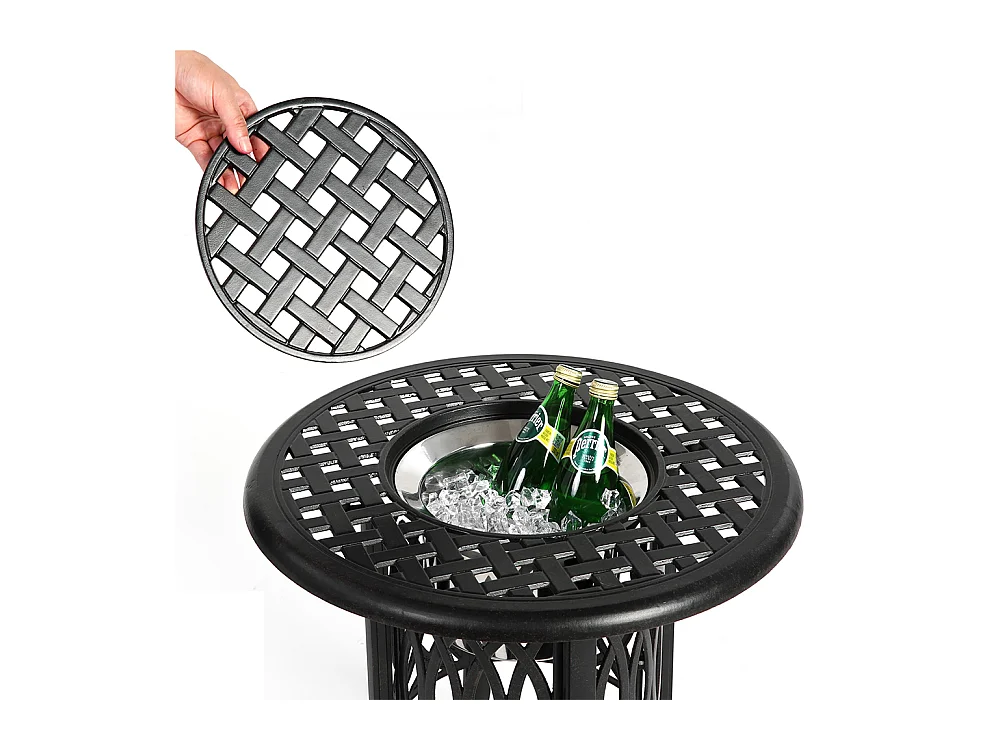 Table d'appoint extérieur en aluminium avec seau à glace table d'appoint de patio table d'extrémité en aluminium avec patins réglables Bronze