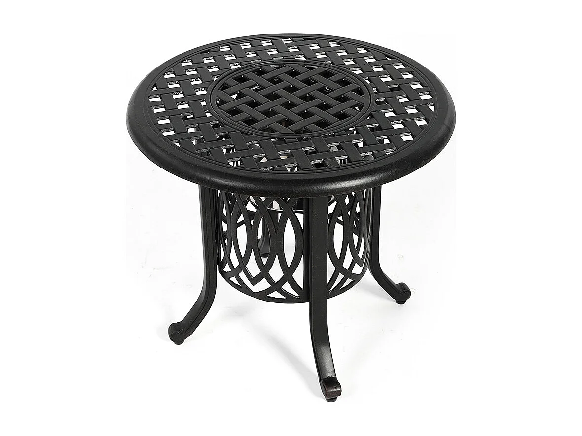 Table d'appoint extérieur en aluminium avec seau à glace table d'appoint de patio table d'extrémité en aluminium avec patins réglables Bronze