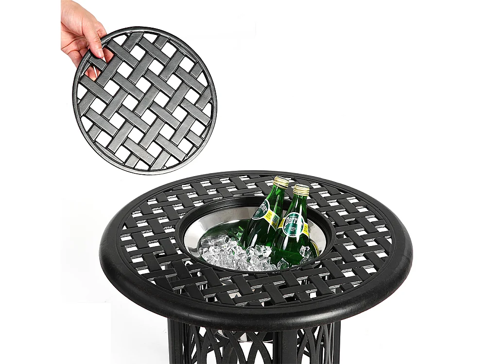 Table d'appoint extérieur en aluminium avec seau à glace table d'appoint de patio table d'extrémité en aluminium avec patins réglables Bronze