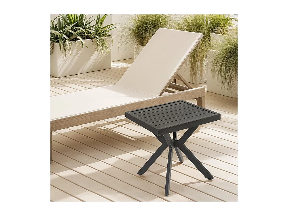 Table d'appoint carrée en aluminium d'extérieur pour patio jardin facile d'entretien et résistant aux intempéries marron foncé