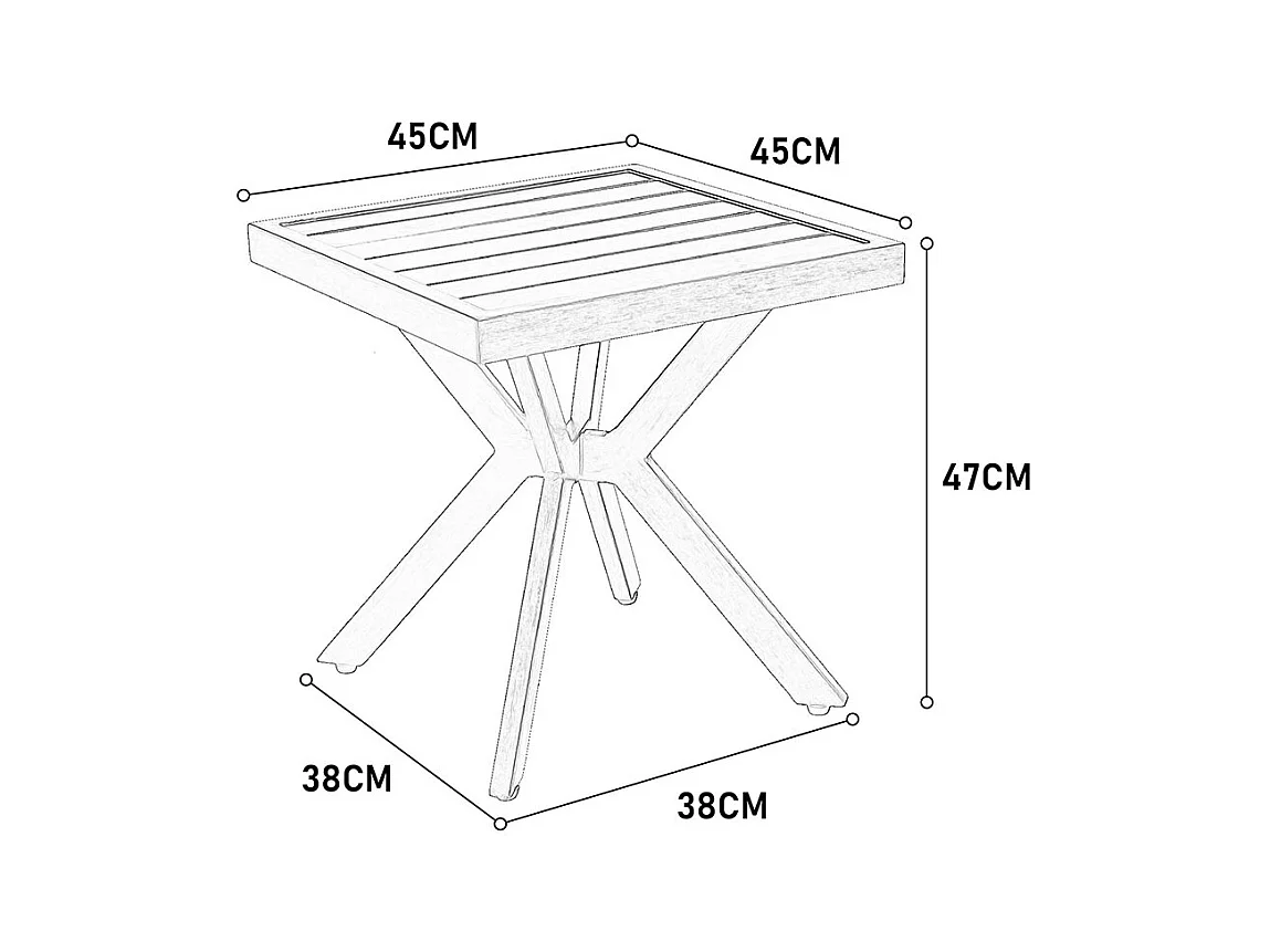 Table d'appoint carrée en aluminium d'extérieur pour patio jardin facile d'entretien et résistant aux intempéries marron foncé