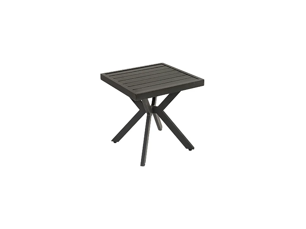 Table d'appoint carrée en aluminium d'extérieur pour patio jardin facile d'entretien et résistant aux intempéries marron foncé