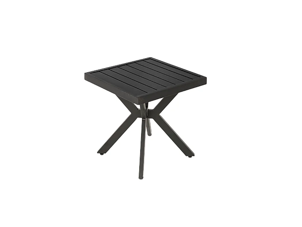 Table d'appoint carrée en aluminium d'extérieur pour patio jardin facile d'entretien et résistant aux intempéries marron foncé