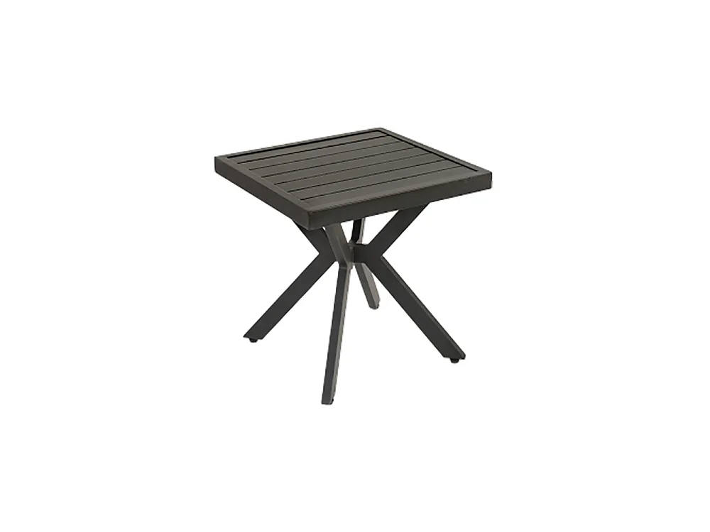 Table d'appoint carrée en aluminium d'extérieur pour patio jardin facile d'entretien et résistant aux intempéries marron foncé
