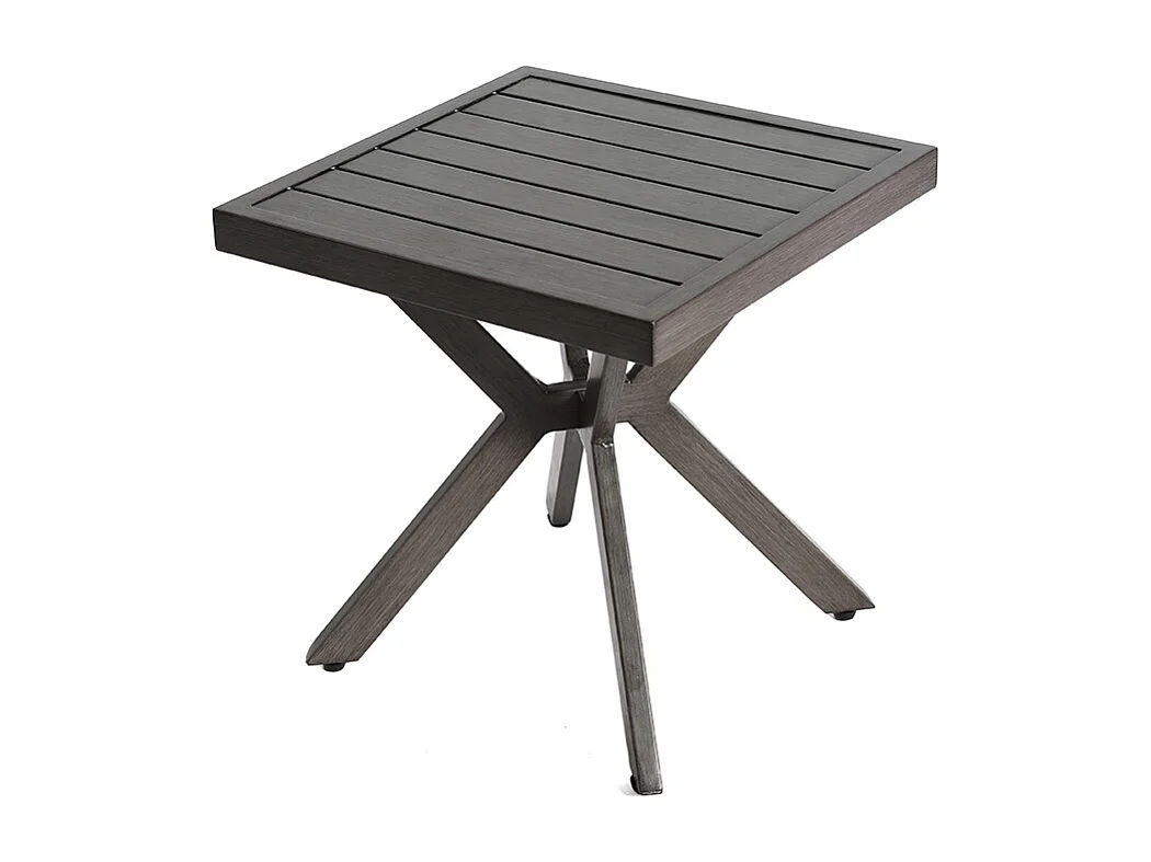 Table d'appoint carrée en aluminium pour l'extérieur Table d'appoint pour patio jardin piscine intérieur gris foncé