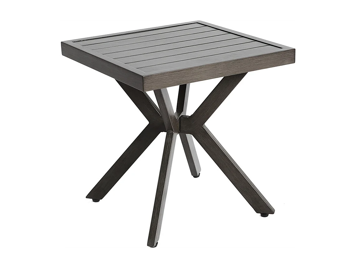 Table d'appoint carrée en aluminium pour l'extérieur Table d'appoint pour patio jardin piscine intérieur gris foncé