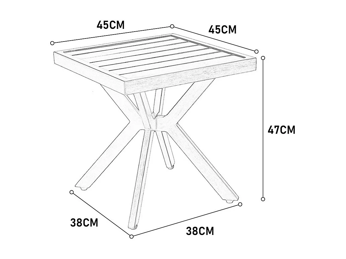 Table d'appoint carrée en aluminium pour l'extérieur Table d'appoint pour patio jardin piscine intérieur gris foncé