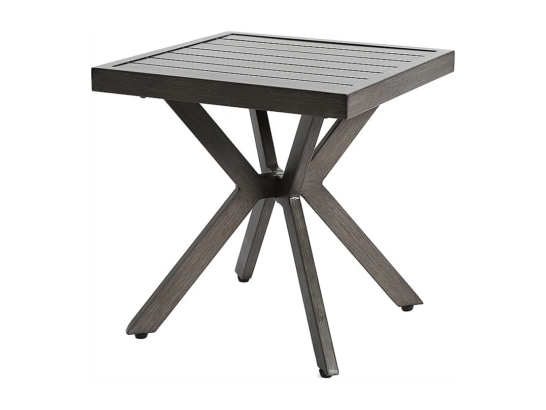 Table d'appoint carrée en aluminium pour l'extérieur Table d'appoint pour patio jardin piscine intérieur gris foncé