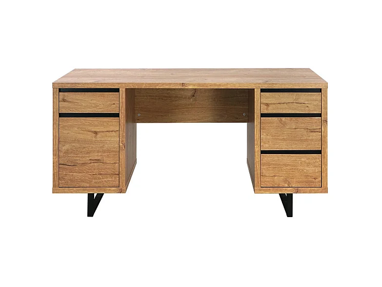 Bureau 4 tiroirs 1 porte Sully pieds métal