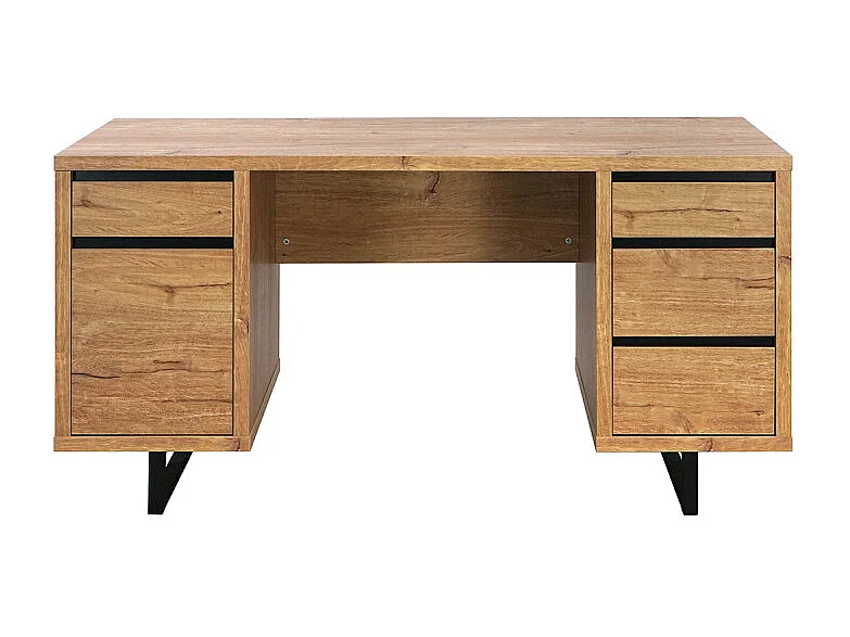 Bureau 4 tiroirs 1 porte Sully pieds métal