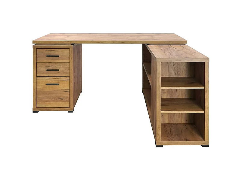 Bureau d'angle étagères + caisson Orda