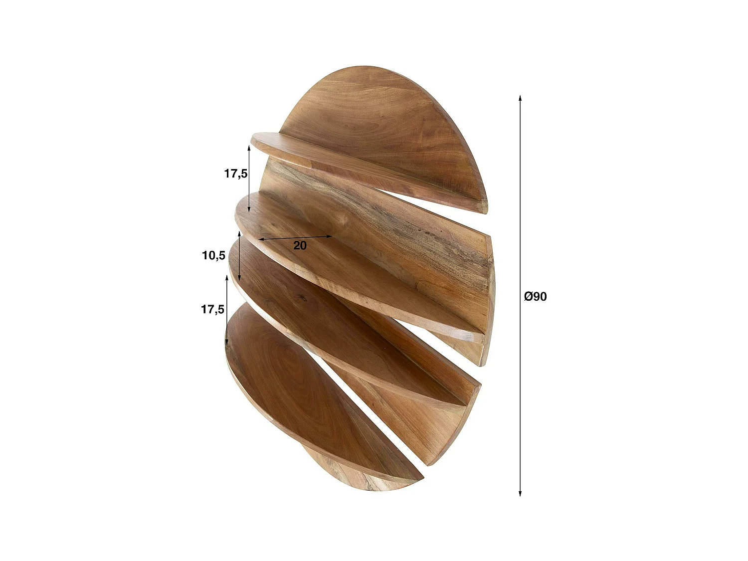 Etagère murale décorative (lot de 4) en bois de margousier Ø 90 cm