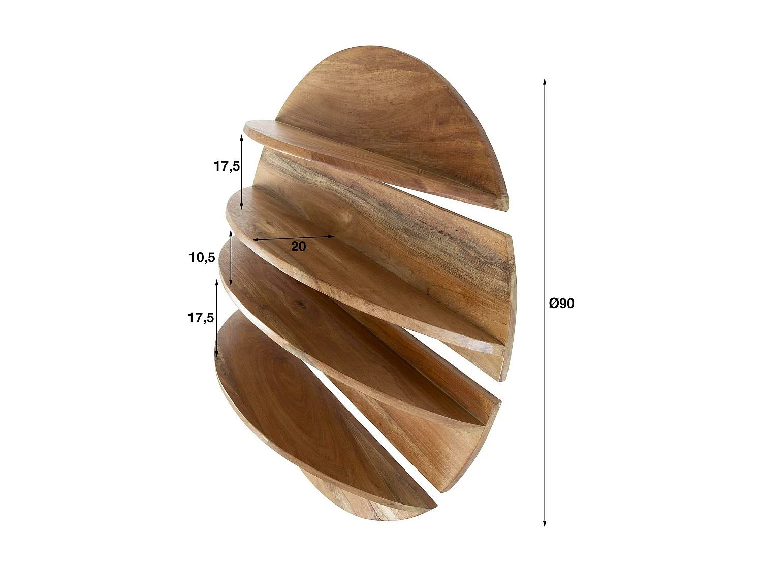 Etagère murale décorative (lot de 4) en bois de margousier Ø 90 cm