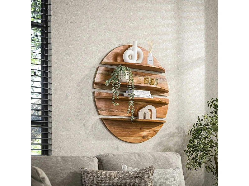 Etagère murale décorative (lot de 4) en bois de margousier Ø 90 cm