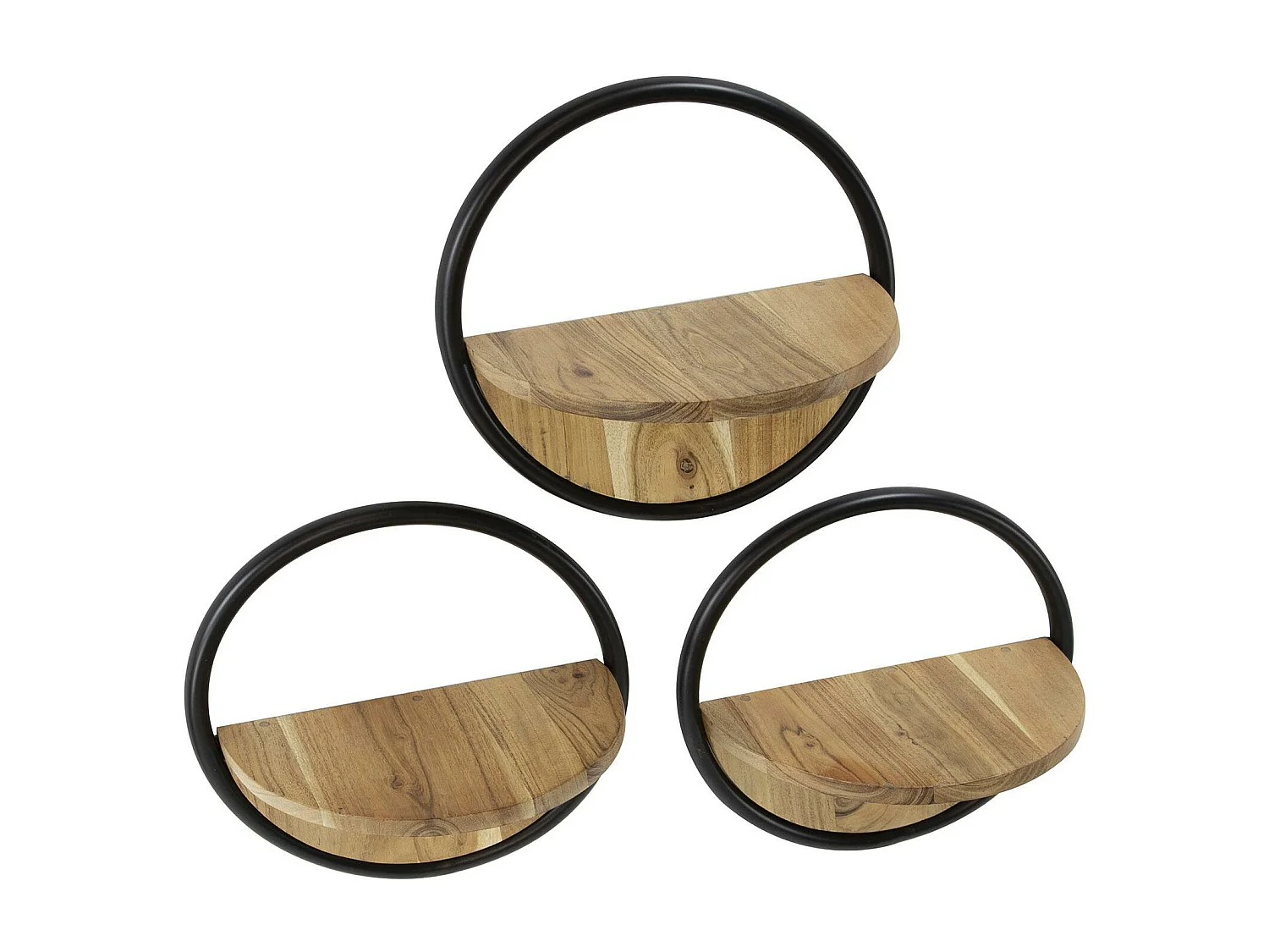 Etagère murale ronde en bois d'acacia Ø 35 cm (lot de 3) MELBOURNE