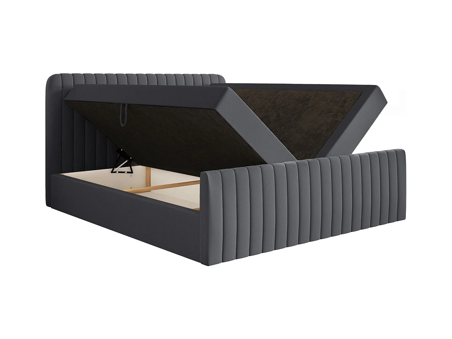 Lit continental avec surmatelas - 140x200 cm - chenille graphite - SALIANO