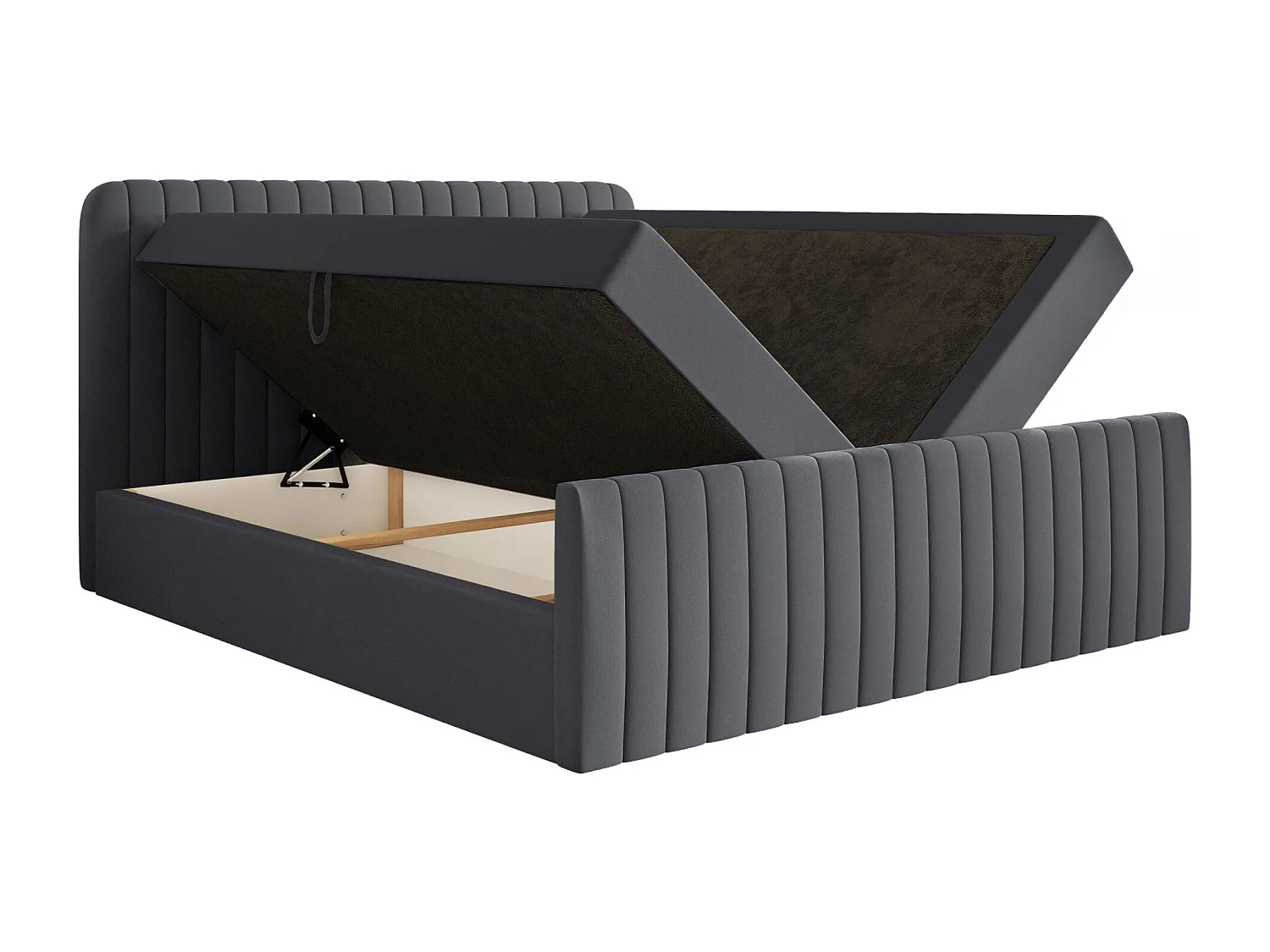 Lit continental avec surmatelas - 140x200 cm - chenille graphite - SALIANO