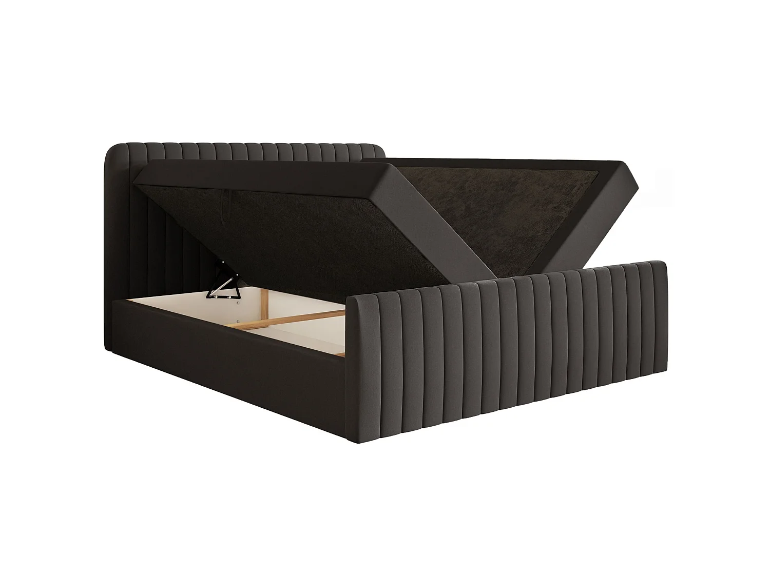 Lit continental avec surmatelas - 140x200 cm - chenille graphite - SALIANO