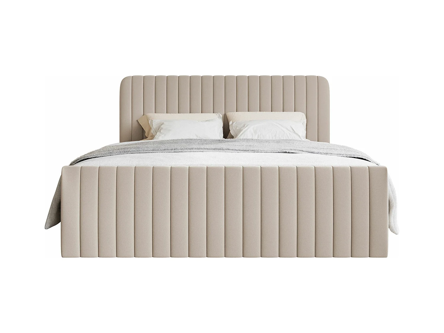Lit continental avec surmatelas - 140x200 cm - chenille beige - SALIANO