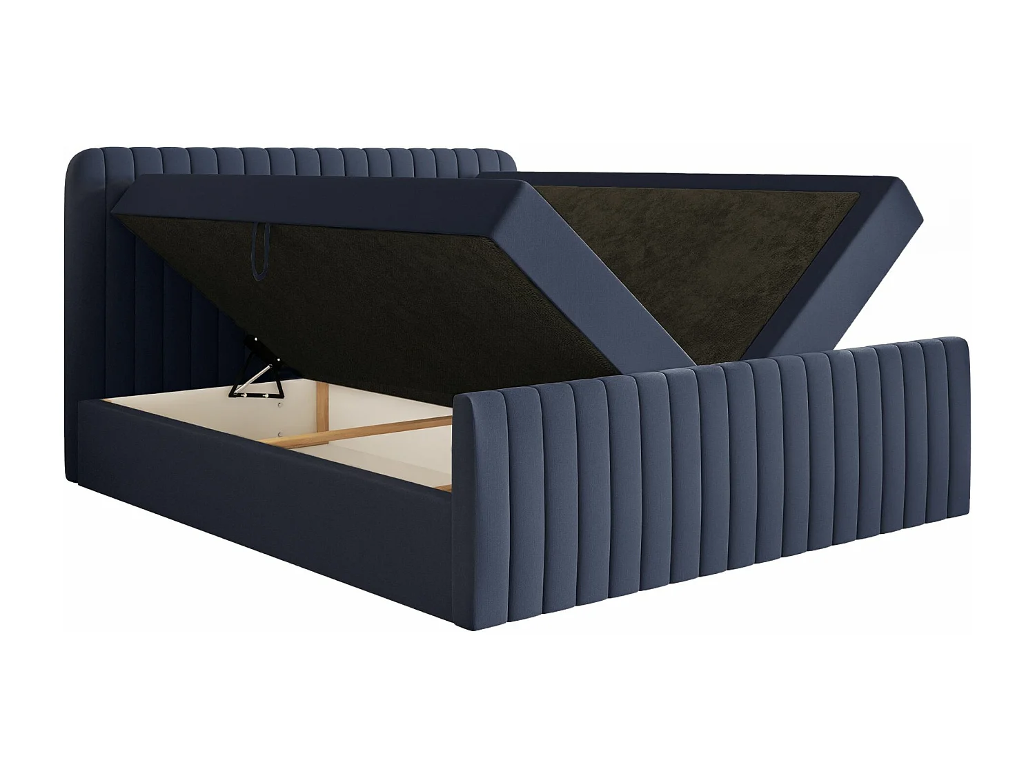 Lit continental avec surmatelas - 140x200 cm - chenille marine - SALIANO